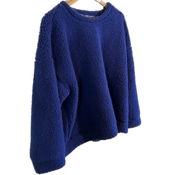 Muk Luks Chunky Blue Crew Neck Pullover Sweatshirt - Picture 5 of 11